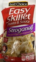 Easy skillet stroganoff fettuccini pasta in a