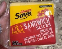 Sandwich slices imitation pasteurized process cheese food