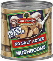 No salt added mushrooms pieces & stems