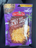 A blend of finely shredded colby and monterey jack cheeses