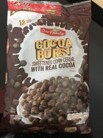 Cocoa burst sweetened corn cereal with real cocoa