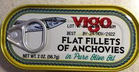 Flat fillets of anchovies in pure olive oil