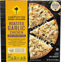 Roasted garlic chicken crispy thin crust frozen pizza
