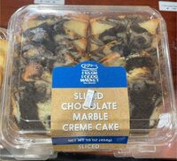 Sliced chocolate marble creme cake