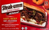 100% beef sliced steaks