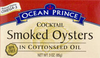 Ocean prince cocktail smoked oysters in cottonseed oil
