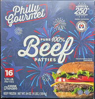 100% pure beef patties