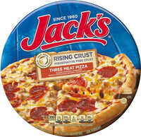 Rising crust three meat frozen pizza