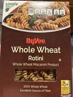 Whole wheat macaroni product, rotini