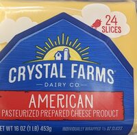 Crystal Farms Cheese Slices, American 24 Ea -  453 grammes