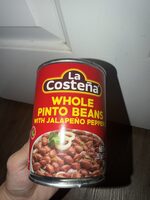 Whole pinto beans with jalapeno peppers