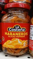 Sliced habanero chili peppers