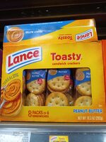 Lance, toasty, cracker sandwiches, real peanut butter, real peanut butter