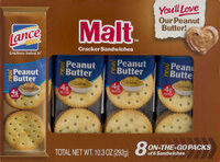 Malt crackers with real peanut butter sandwich
