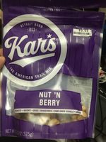 Nut 'n berry, peanuts, raisins, dried cranberries, sunflower kernels, almonds the american trail mix, nut 'n berry
