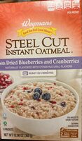 Steel cut instant oatmeal with dried blueberries and cranberries