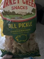 Dill pickle flavored chicharones fried pork skins