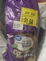 Pre-sliced cinnamon raisin bread, cinnamon raisin