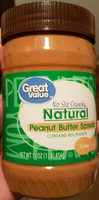 Great value, natural peanut butter spread