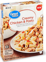 Grilled white meat chicken and tender pasta in
