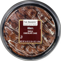 Two layers of triple chocolate cake