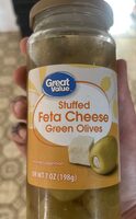 Stuffed feta cheese green olives