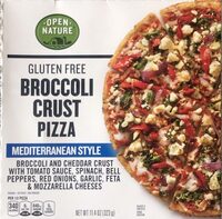 Gluten free broccoli crust pizza mediterranean style