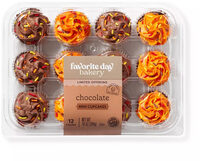 Harvest Chocolate Mini Cupcakes with Orange & Fudge Icing