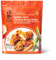 Buffalo-style chicken breast strips
