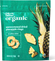 Organic dried unsweetened pineapple ring snacks