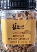 Unsalted Roasted Whole Cashews