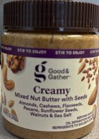 Creamy mixed nut butter with seeds