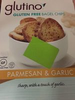Glutino, gluten free bagel chips, parmesan & garlic