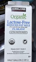 Lactose free reduces fat milk 2%