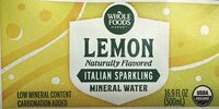 Whole foods market, italian sparkling mineral water, lemon