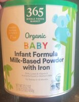 Organic infant formula milk-based powder with iron