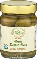 Organic garlic stuffed olives