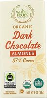 Organic dark chocolate bar with almonds