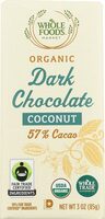 Bar dark chocolate coconut whole trade guarentee organic