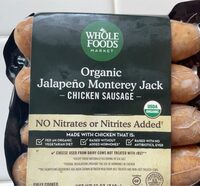Organic jalapeño Monterey Jack chicken sausage