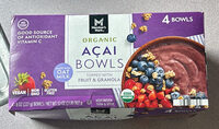 Organic Açai Bowls topped with Fruit and Granola