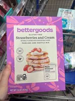 Strawberries and cream, pancake, and waffle mix