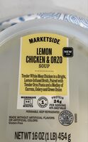 Lemon chicken and orzo soup