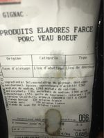 Produits elabores farce porc veau boeuf