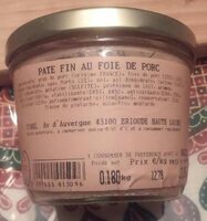 Pâté fin au foie de porc