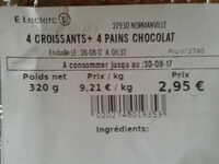 4 croissands + 4 pains au chocolat