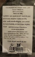 Calendrier de l'avent choc.lait forme tablette