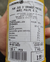 Pur Jus D'orange Presse Avec Pulpe
