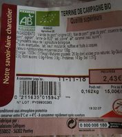 Terrine de campagne biologique
