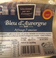 Bleu d'auvergne au lait cru
